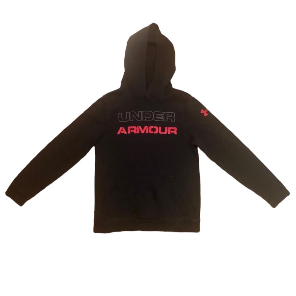 Under Armour boys black & red hoodie with front pocket, boys large